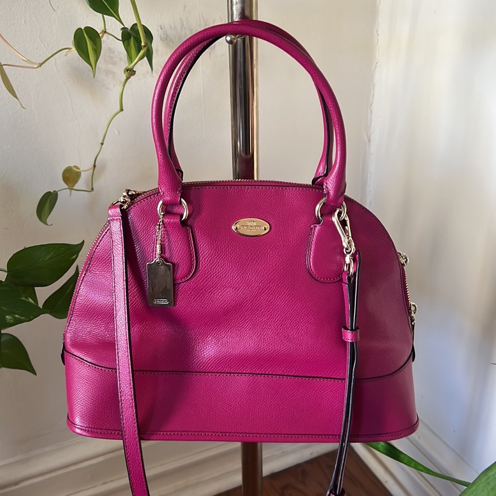COACH Cora Domed Satchel - Crossgrain Cranberry Leather - F33909